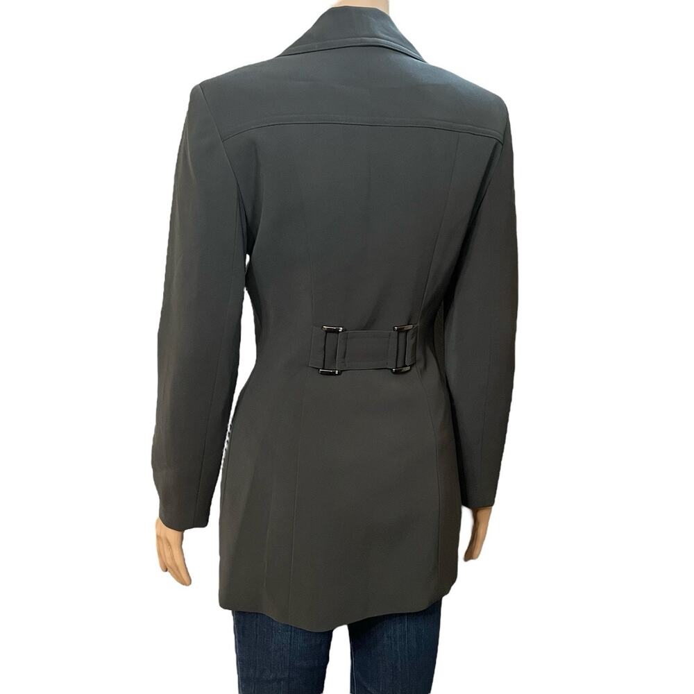 Y2K Bebe Double Breasted Pea Coat Jacket Size 2 Gray Classic Minimalist Preppy - Picture 4 of 11